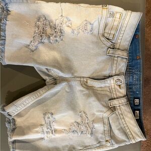 Miss Me Light Blue Distressed Denim Shorts